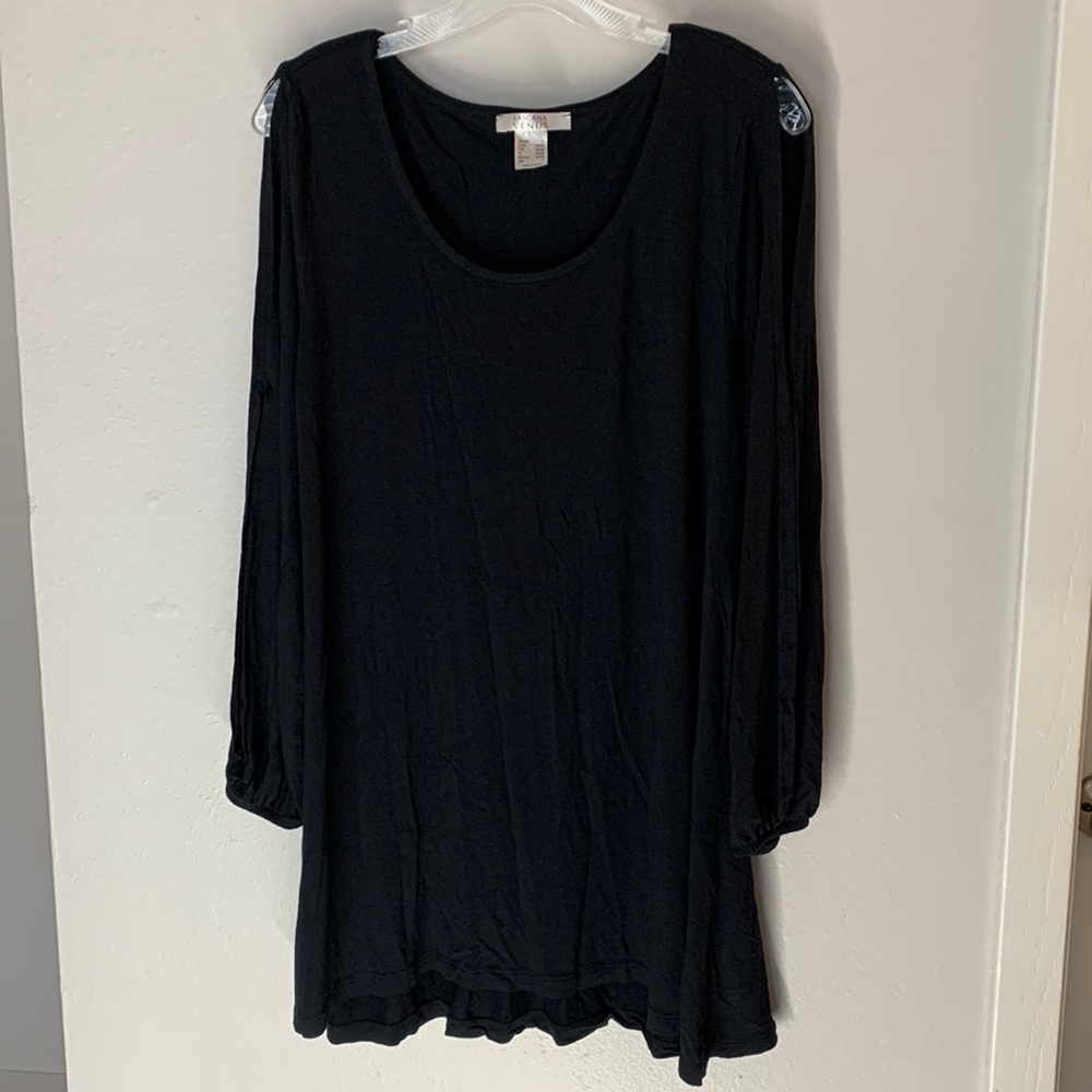 Lascana Venus Black Arm Double Sleeve Cutout tunic top Sz L H011